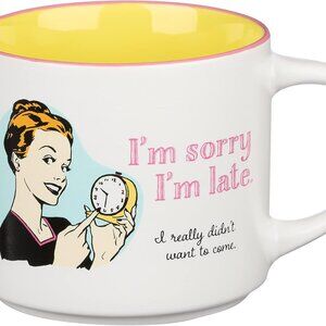 XL White Coffee Mug I'm Sorry I'm Late
